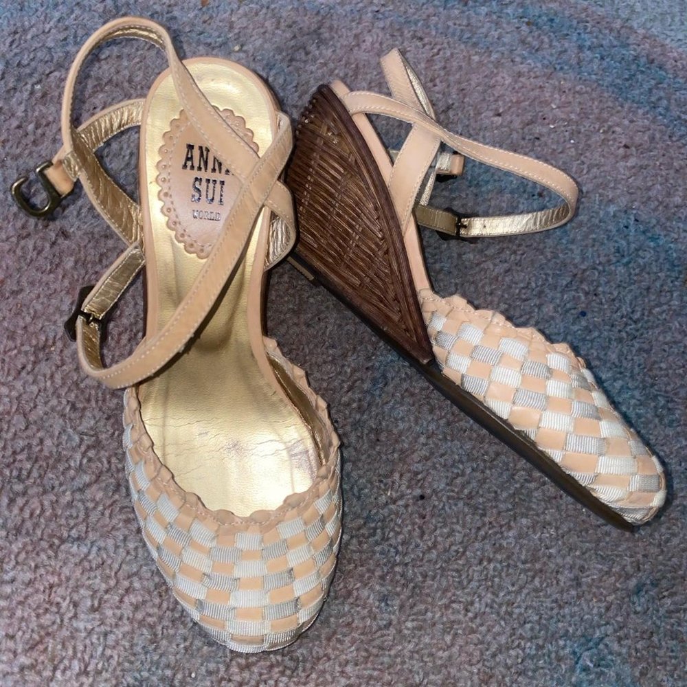 Vintage Anna Sui Summer Pumps Heels Wedge Shoes